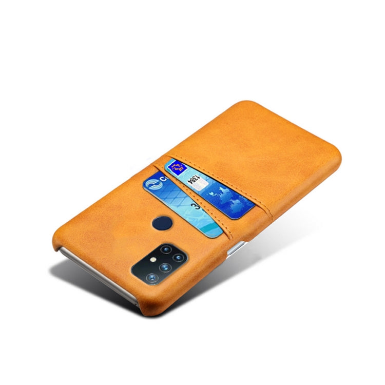 For OnePlus Nord N10 5G Calf Texture PC + PU Leather Back Cover Shockproof Case with Dual Card Slots