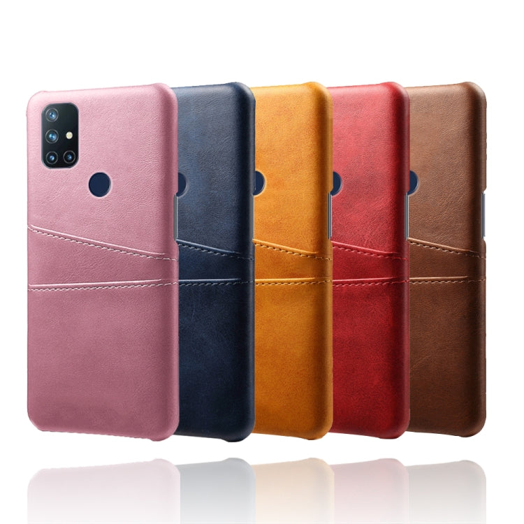 For OnePlus Nord N10 5G Calf Texture PC + PU Leather Back Cover Shockproof Case with Dual Card Slots