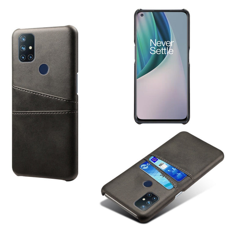 For OnePlus Nord N10 5G Calf Texture PC + PU Leather Back Cover Shockproof Case with Dual Card Slots