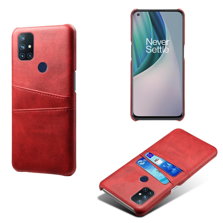 For OnePlus Nord N10 5G Calf Texture PC + PU Leather Back Cover Shockproof Case with Dual Card Slots