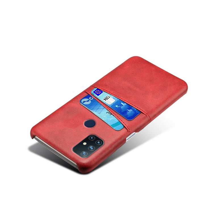 For OnePlus Nord N10 5G Calf Texture PC + PU Leather Back Cover Shockproof Case with Dual Card Slots