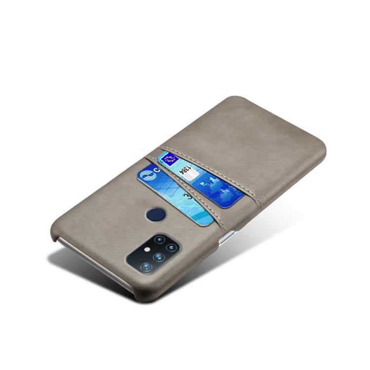 For OnePlus Nord N10 5G Calf Texture PC + PU Leather Back Cover Shockproof Case with Dual Card Slots