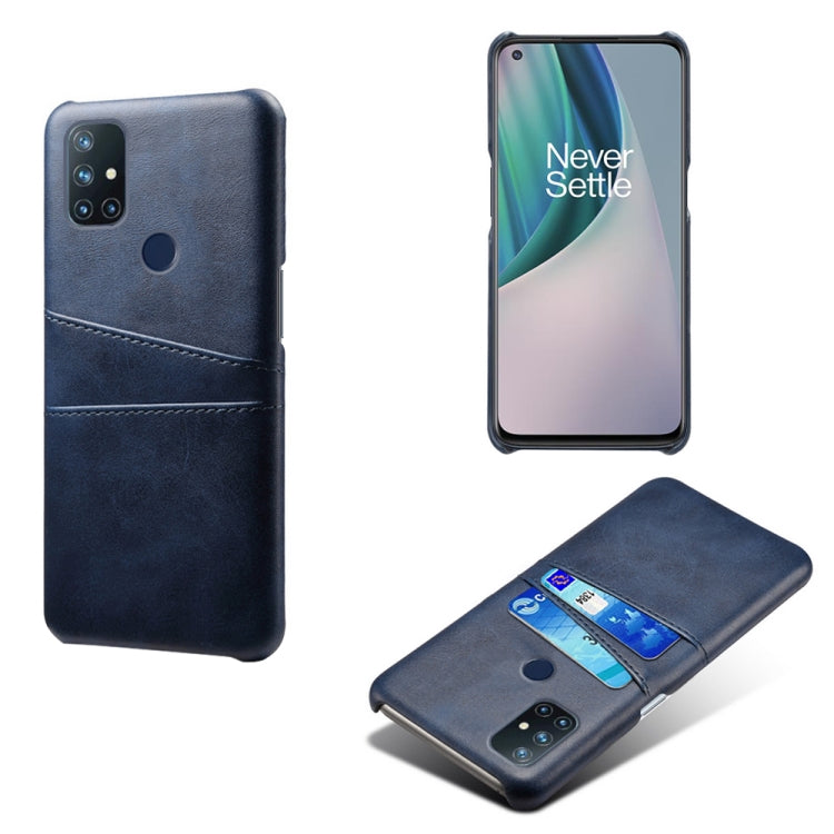 For OnePlus Nord N10 5G Calf Texture PC + PU Leather Back Cover Shockproof Case with Dual Card Slots