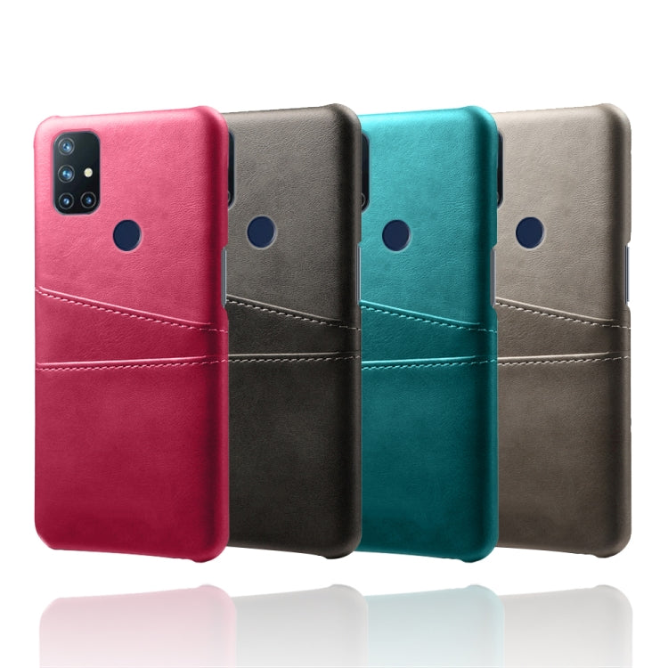 For OnePlus Nord N10 5G Calf Texture PC + PU Leather Back Cover Shockproof Case with Dual Card Slots