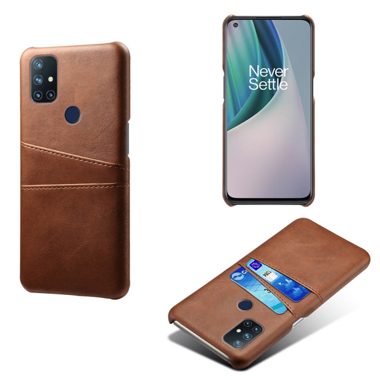 For OnePlus Nord N10 5G Calf Texture PC + PU Leather Back Cover Shockproof Case with Dual Card Slots