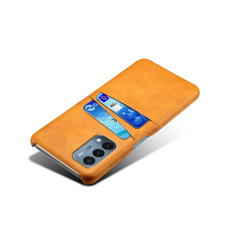 For OnePlus Nord N200 5G Calf Texture PC + PU Leather Back Cover Shockproof Case with Dual Card Slots