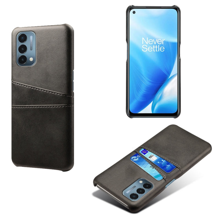For OnePlus Nord N200 5G Calf Texture PC + PU Leather Back Cover Shockproof Case with Dual Card Slots