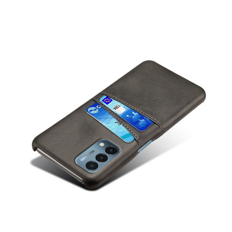 For OnePlus Nord N200 5G Calf Texture PC + PU Leather Back Cover Shockproof Case with Dual Card Slots