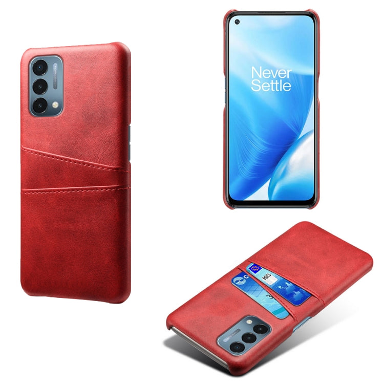 For OnePlus Nord N200 5G Calf Texture PC + PU Leather Back Cover Shockproof Case with Dual Card Slots