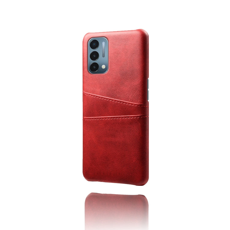 For OnePlus Nord N200 5G Calf Texture PC + PU Leather Back Cover Shockproof Case with Dual Card Slots