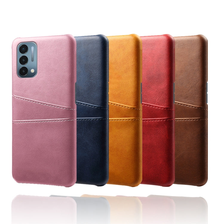 For OnePlus Nord N200 5G Calf Texture PC + PU Leather Back Cover Shockproof Case with Dual Card Slots