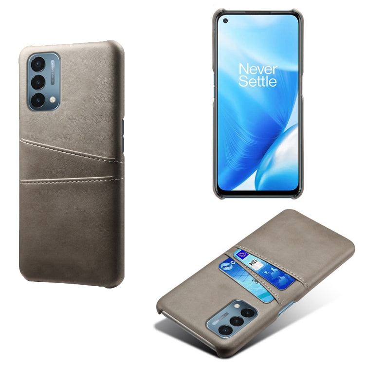 For OnePlus Nord N200 5G Calf Texture PC + PU Leather Back Cover Shockproof Case with Dual Card Slots