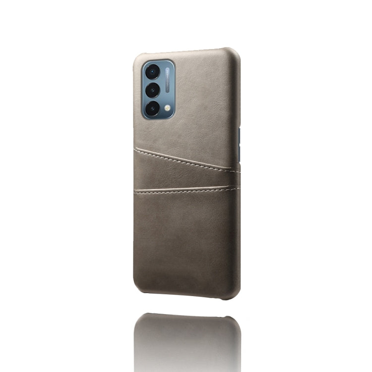 For OnePlus Nord N200 5G Calf Texture PC + PU Leather Back Cover Shockproof Case with Dual Card Slots