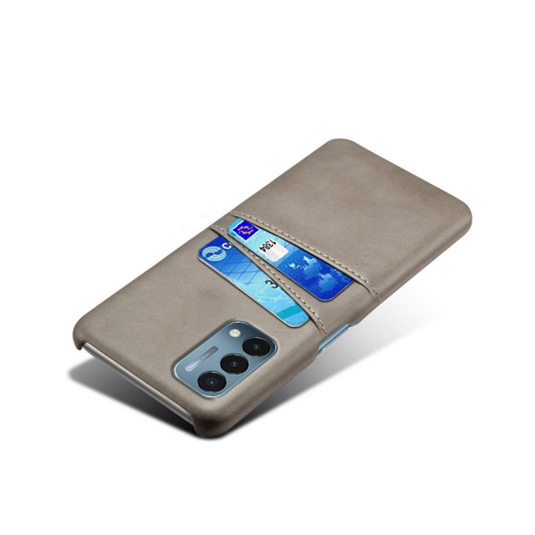 For OnePlus Nord N200 5G Calf Texture PC + PU Leather Back Cover Shockproof Case with Dual Card Slots