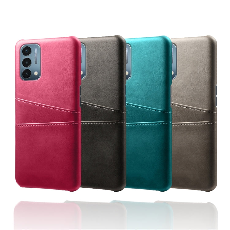 For OnePlus Nord N200 5G Calf Texture PC + PU Leather Back Cover Shockproof Case with Dual Card Slots