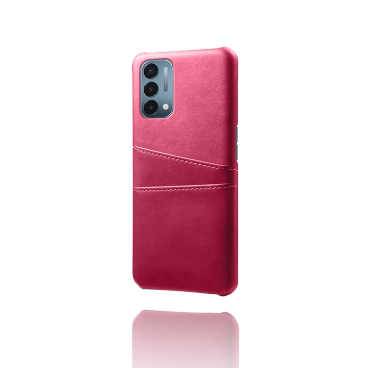 For OnePlus Nord N200 5G Calf Texture PC + PU Leather Back Cover Shockproof Case with Dual Card Slots