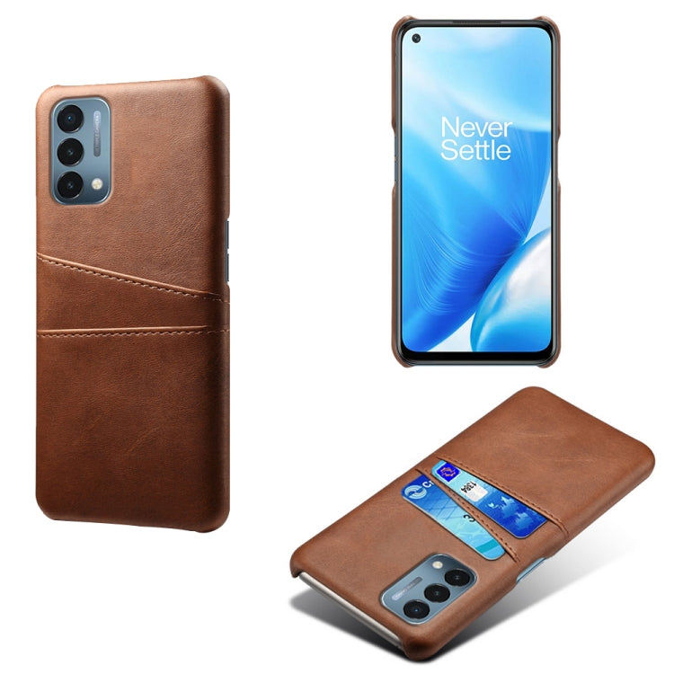 For OnePlus Nord N200 5G Calf Texture PC + PU Leather Back Cover Shockproof Case with Dual Card Slots