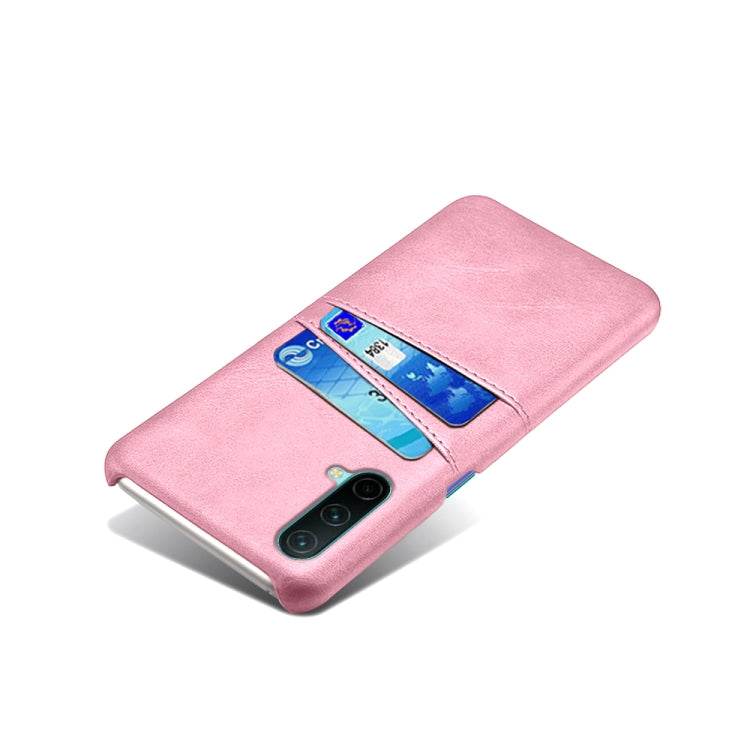 For OnePlus Nord CE 5G Calf Texture PC + PU Leather Back Cover Shockproof Case with Dual Card Slots