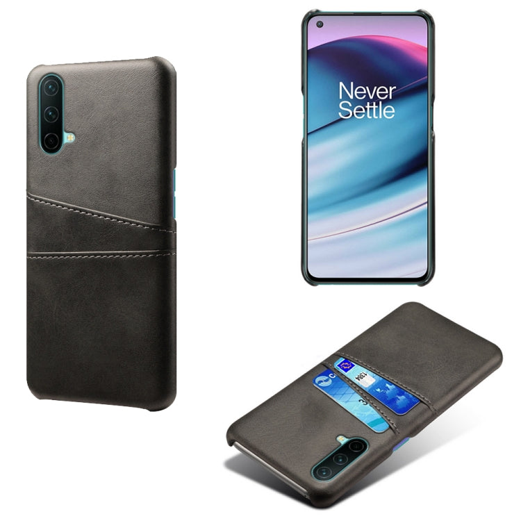 For OnePlus Nord CE 5G Calf Texture PC + PU Leather Back Cover Shockproof Case with Dual Card Slots
