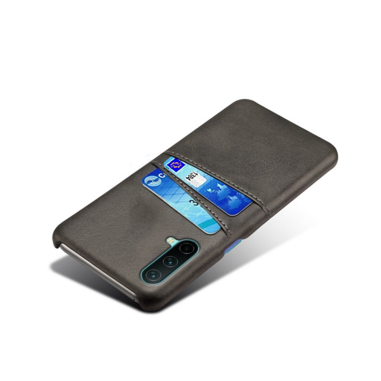 For OnePlus Nord CE 5G Calf Texture PC + PU Leather Back Cover Shockproof Case with Dual Card Slots