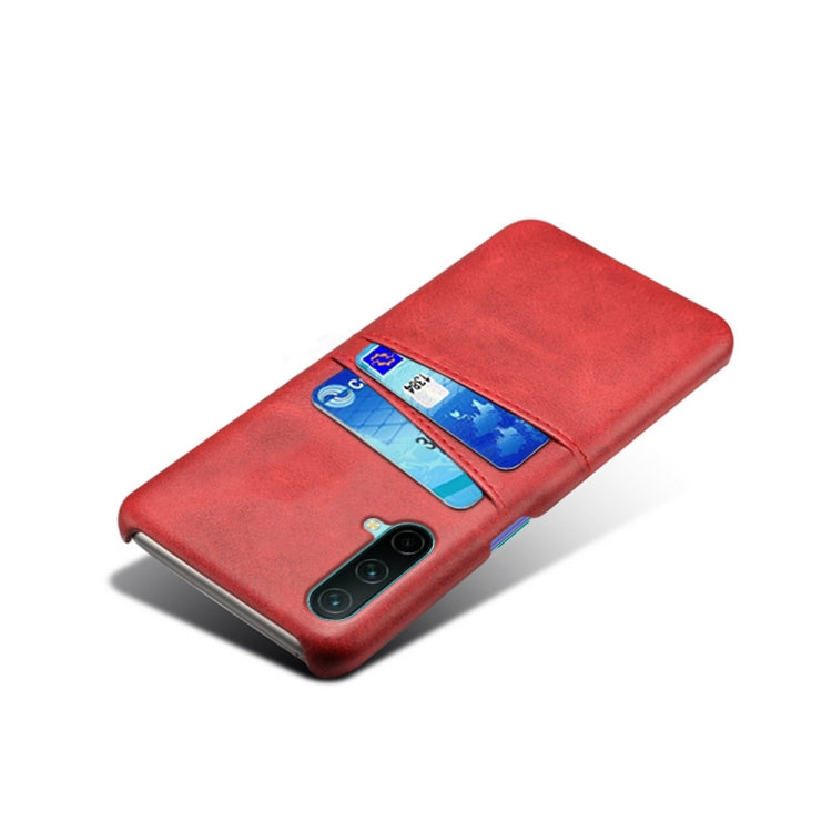 For OnePlus Nord CE 5G Calf Texture PC + PU Leather Back Cover Shockproof Case with Dual Card Slots