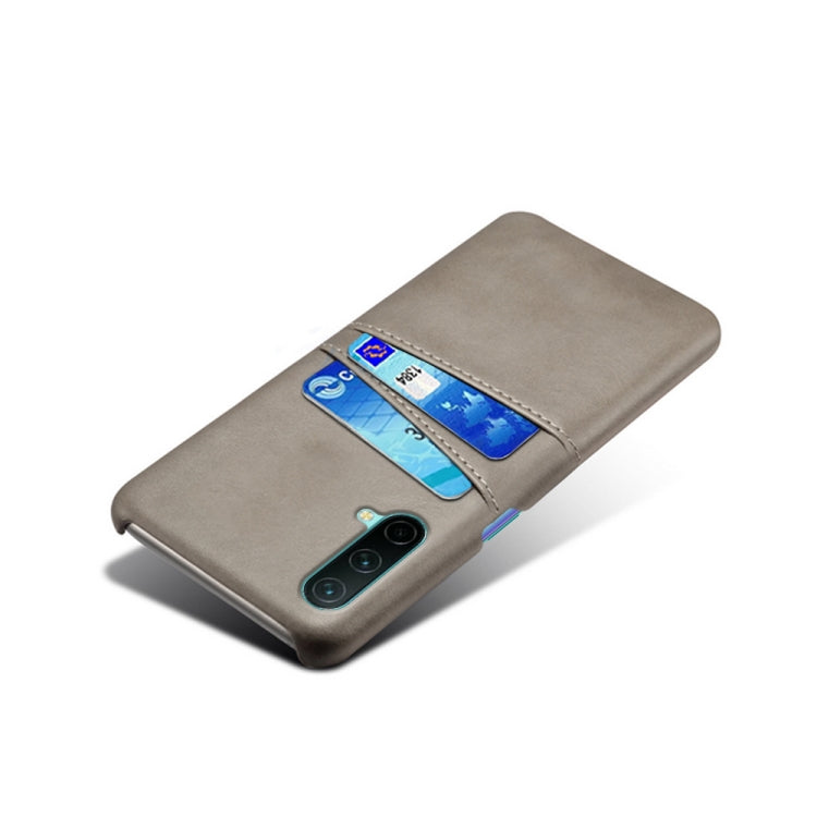 For OnePlus Nord CE 5G Calf Texture PC + PU Leather Back Cover Shockproof Case with Dual Card Slots