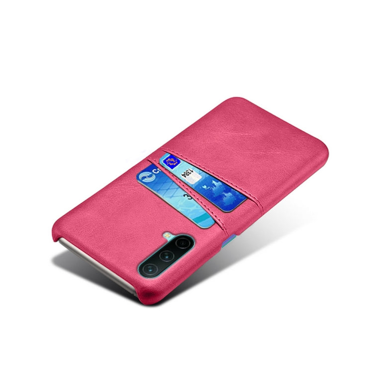 For OnePlus Nord CE 5G Calf Texture PC + PU Leather Back Cover Shockproof Case with Dual Card Slots