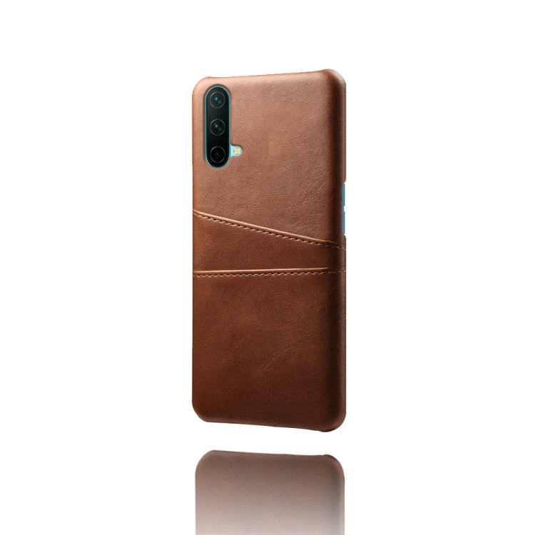 For OnePlus Nord CE 5G Calf Texture PC + PU Leather Back Cover Shockproof Case with Dual Card Slots