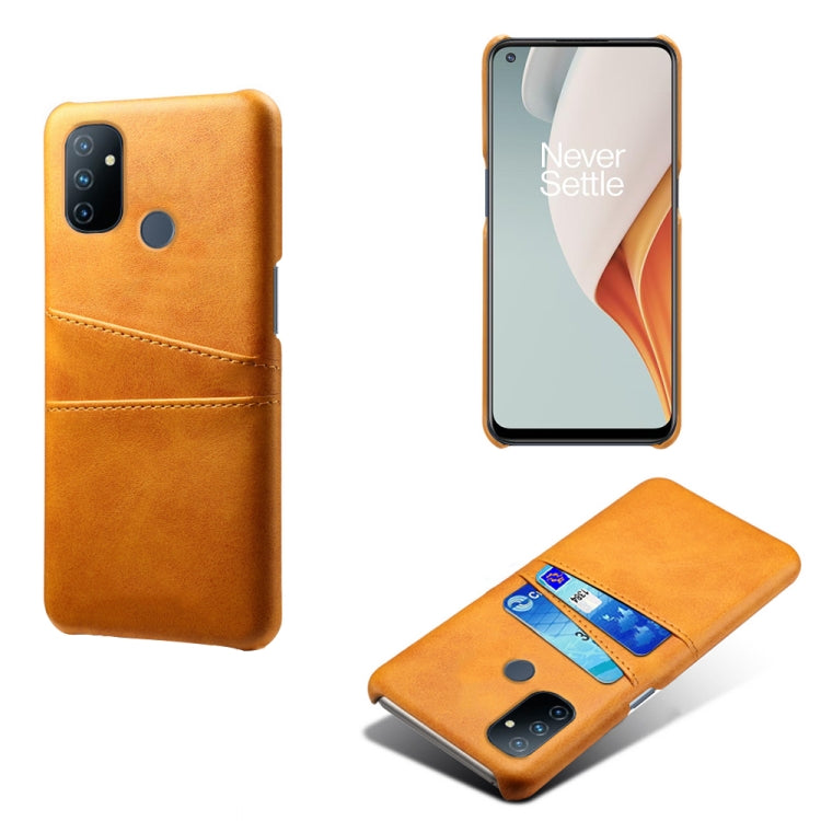 For OnePlus Nord N100 Calf Texture PC + PU Leather Back Cover Shockproof Case with Dual Card Slots