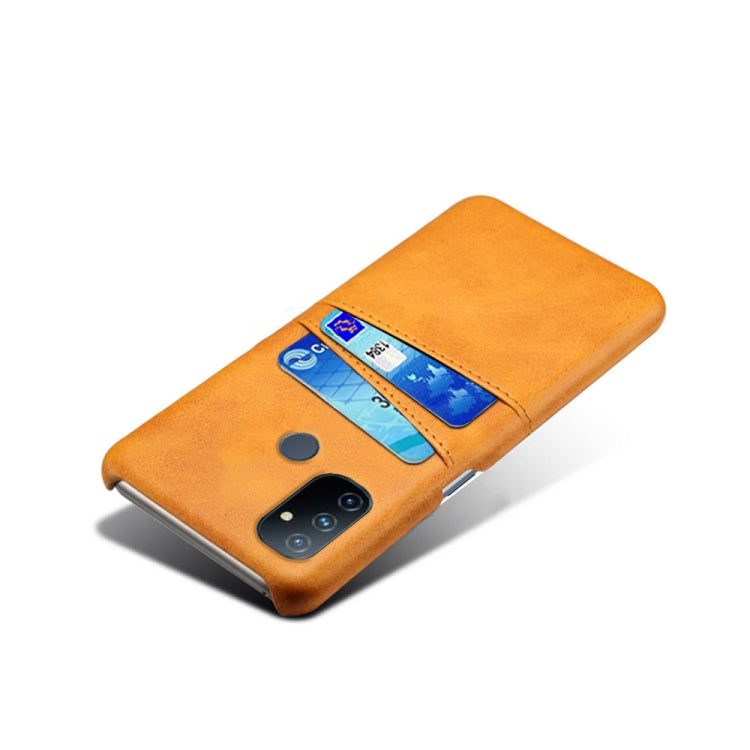 For OnePlus Nord N100 Calf Texture PC + PU Leather Back Cover Shockproof Case with Dual Card Slots
