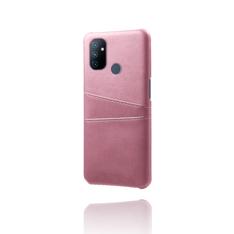 For OnePlus Nord N100 Calf Texture PC + PU Leather Back Cover Shockproof Case with Dual Card Slots