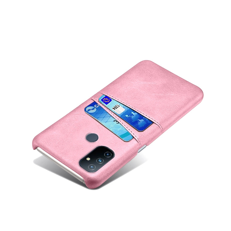 For OnePlus Nord N100 Calf Texture PC + PU Leather Back Cover Shockproof Case with Dual Card Slots