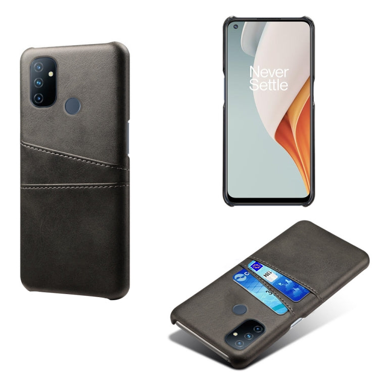 For OnePlus Nord N100 Calf Texture PC + PU Leather Back Cover Shockproof Case with Dual Card Slots