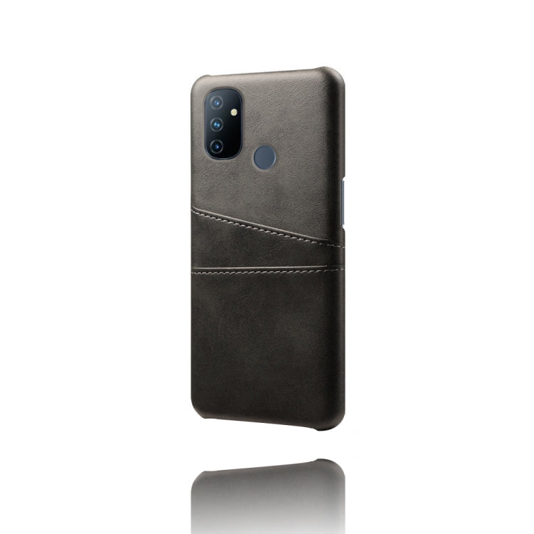 For OnePlus Nord N100 Calf Texture PC + PU Leather Back Cover Shockproof Case with Dual Card Slots