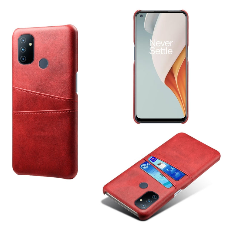 For OnePlus Nord N100 Calf Texture PC + PU Leather Back Cover Shockproof Case with Dual Card Slots