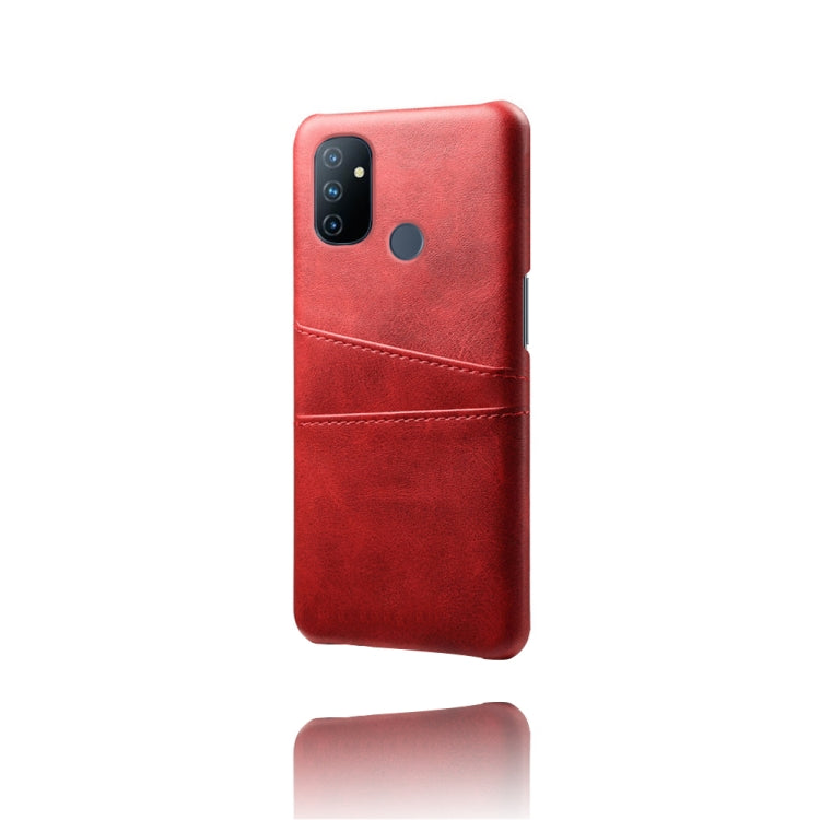 For OnePlus Nord N100 Calf Texture PC + PU Leather Back Cover Shockproof Case with Dual Card Slots