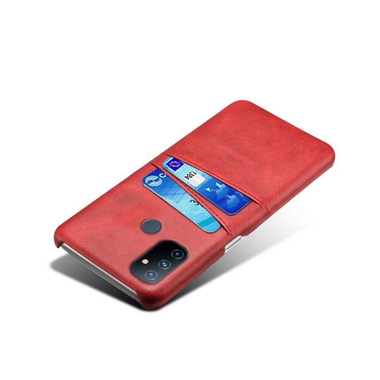 For OnePlus Nord N100 Calf Texture PC + PU Leather Back Cover Shockproof Case with Dual Card Slots