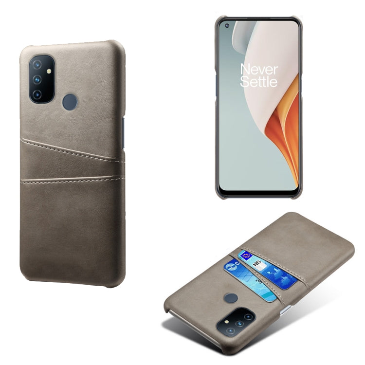 For OnePlus Nord N100 Calf Texture PC + PU Leather Back Cover Shockproof Case with Dual Card Slots