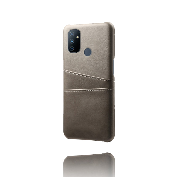 For OnePlus Nord N100 Calf Texture PC + PU Leather Back Cover Shockproof Case with Dual Card Slots