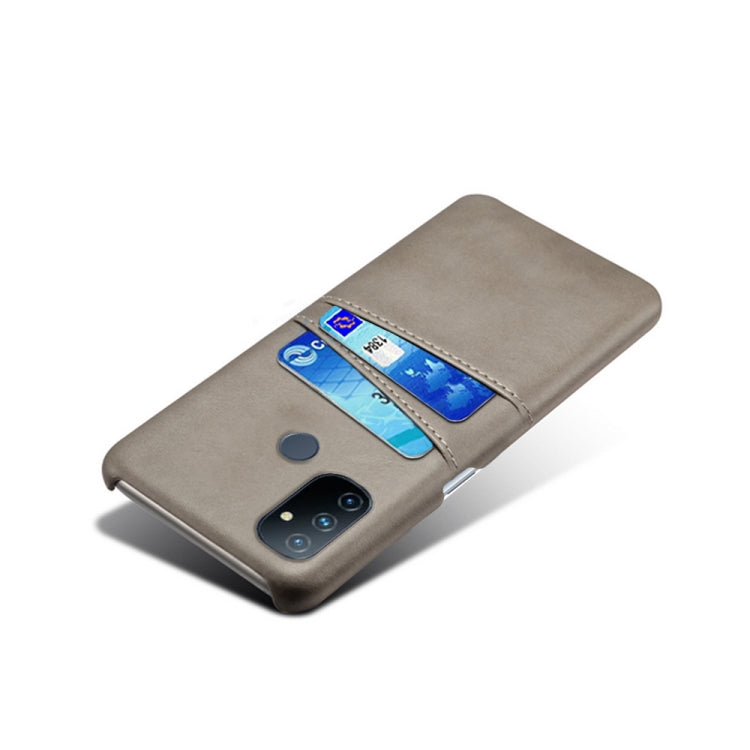 For OnePlus Nord N100 Calf Texture PC + PU Leather Back Cover Shockproof Case with Dual Card Slots