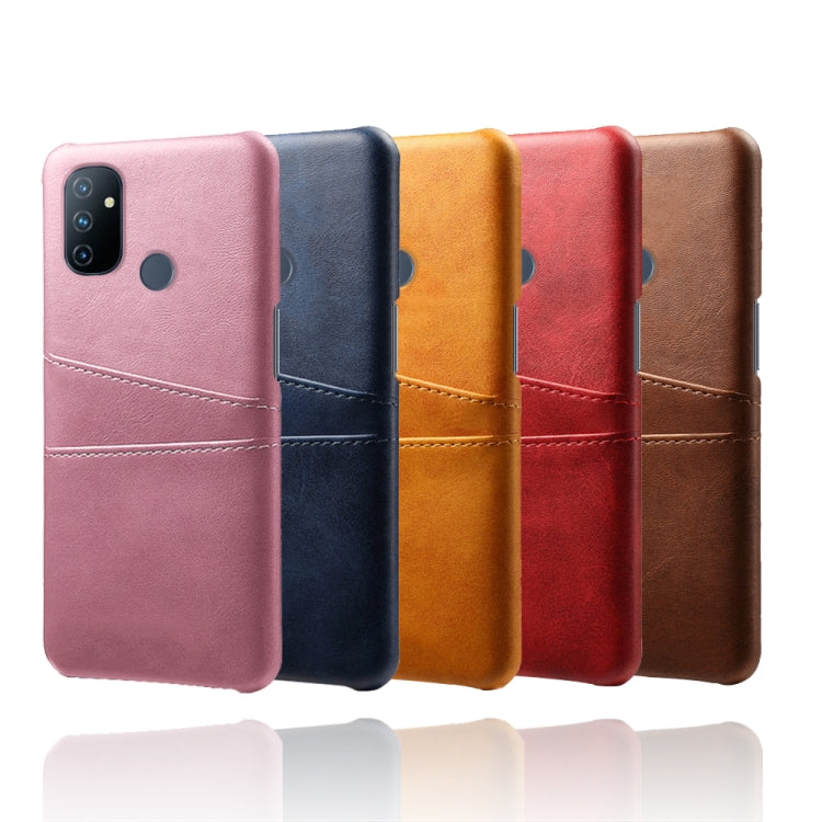For OnePlus Nord N100 Calf Texture PC + PU Leather Back Cover Shockproof Case with Dual Card Slots