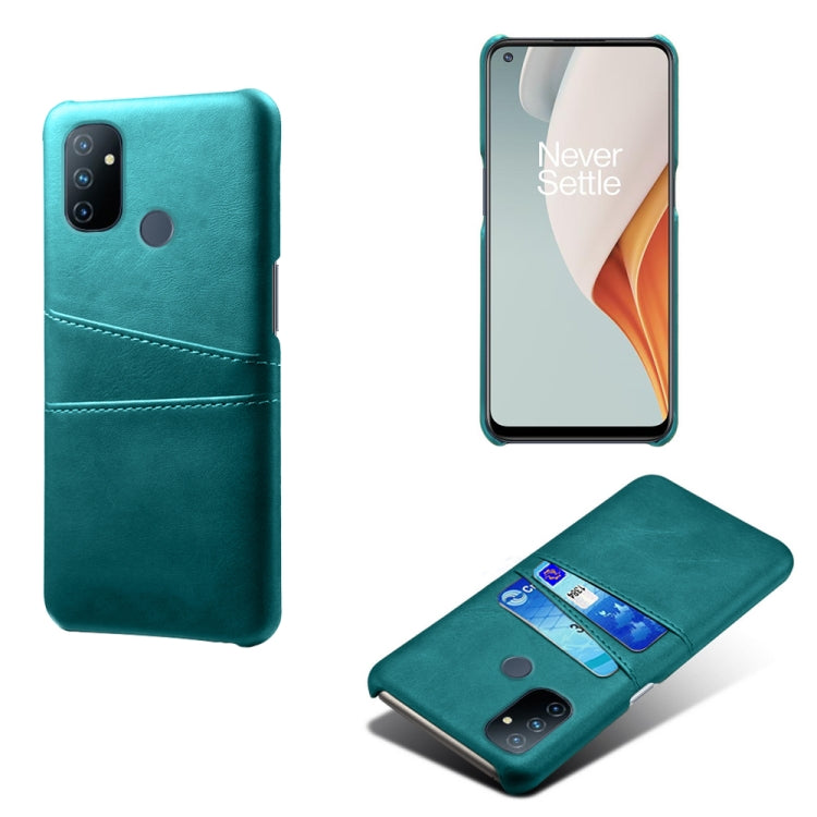 For OnePlus Nord N100 Calf Texture PC + PU Leather Back Cover Shockproof Case with Dual Card Slots