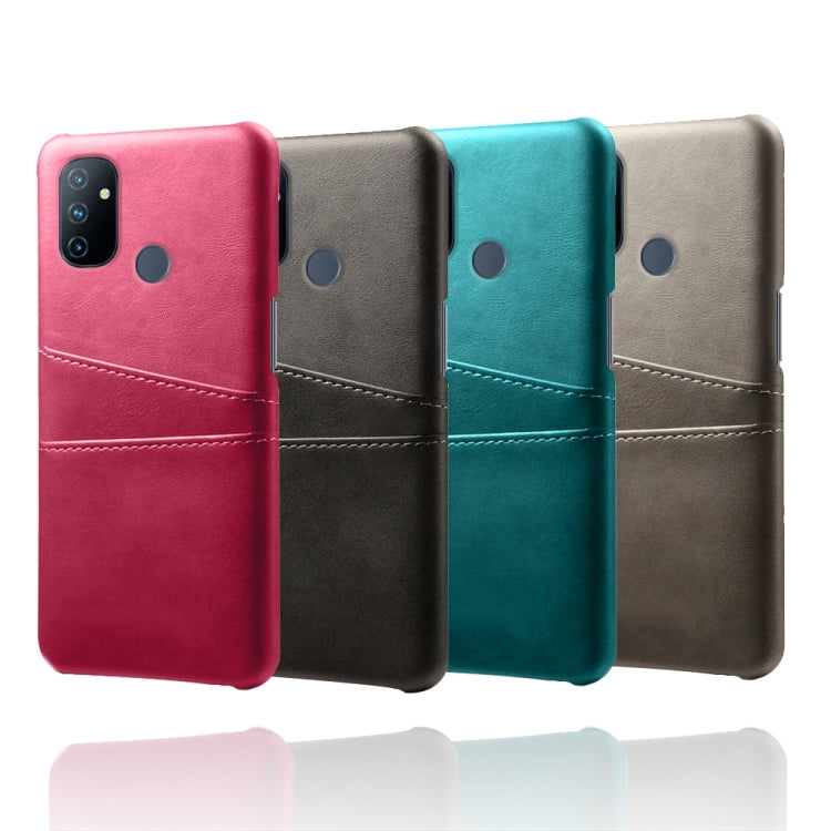 For OnePlus Nord N100 Calf Texture PC + PU Leather Back Cover Shockproof Case with Dual Card Slots