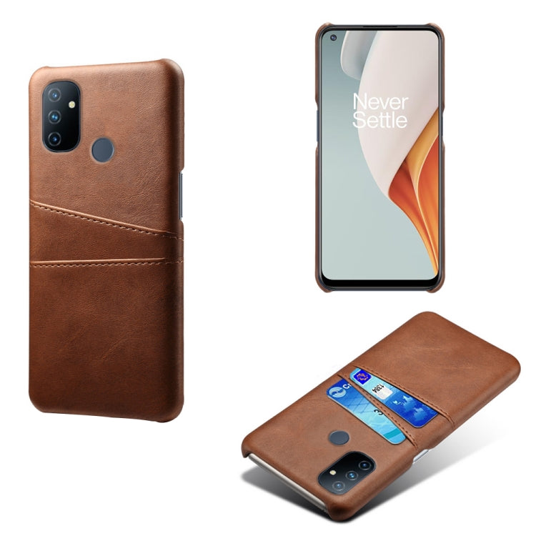 For OnePlus Nord N100 Calf Texture PC + PU Leather Back Cover Shockproof Case with Dual Card Slots