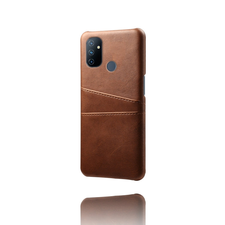 For OnePlus Nord N100 Calf Texture PC + PU Leather Back Cover Shockproof Case with Dual Card Slots