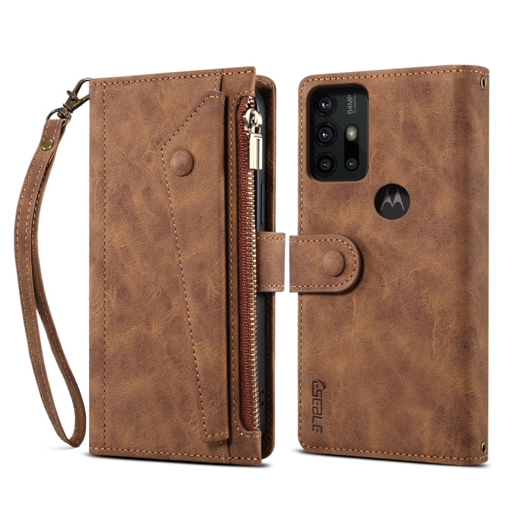 For Motorola Moto G30 Retro Frosted Horizontal Flip Leather Case with Holder & Card Slot & Wallet & Zipper Pocket & Lanyard