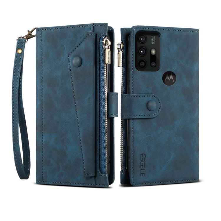 For Motorola Moto G30 Retro Frosted Horizontal Flip Leather Case with Holder & Card Slot & Wallet & Zipper Pocket & Lanyard