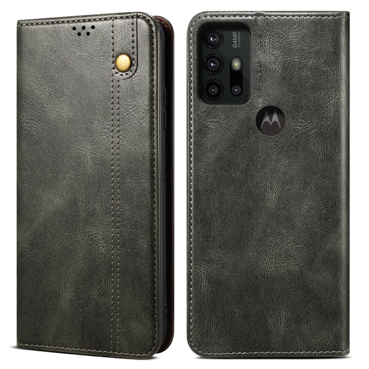 For Motorola Moto G30 Simple Wax Crazy Horse Texture Horizontal Flip Leather Case with Card Slots & Wallet