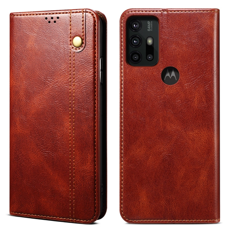 For Motorola Moto G30 Simple Wax Crazy Horse Texture Horizontal Flip Leather Case with Card Slots & Wallet