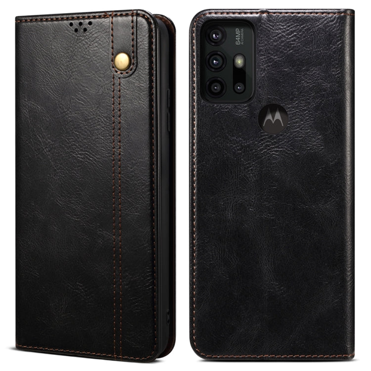 For Motorola Moto G30 Simple Wax Crazy Horse Texture Horizontal Flip Leather Case with Card Slots & Wallet